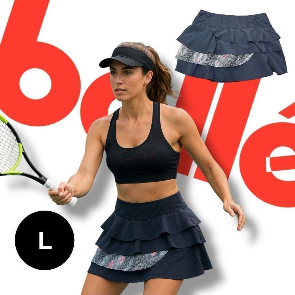 Bolle Women's Pull-On Tiered Layered A-Line Tennis Skort Skirt Gray Size Large